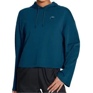 NIKE Hoodie Jersey Crop Sweatshirt Blue CJ3740